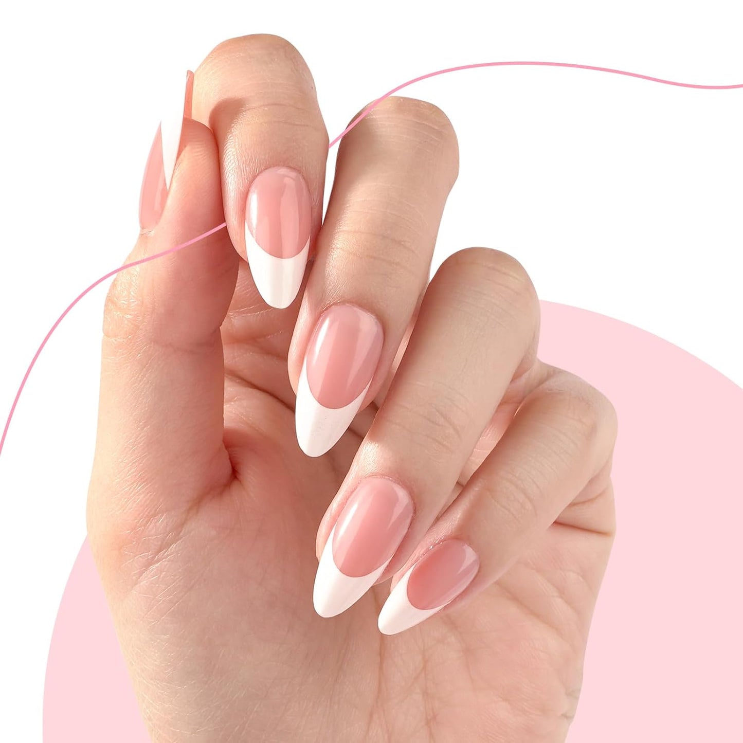 French Tip Press on Nails Gel Nail Tips - 300Pcs Pre-Colored Quick and Easy Press on Nails