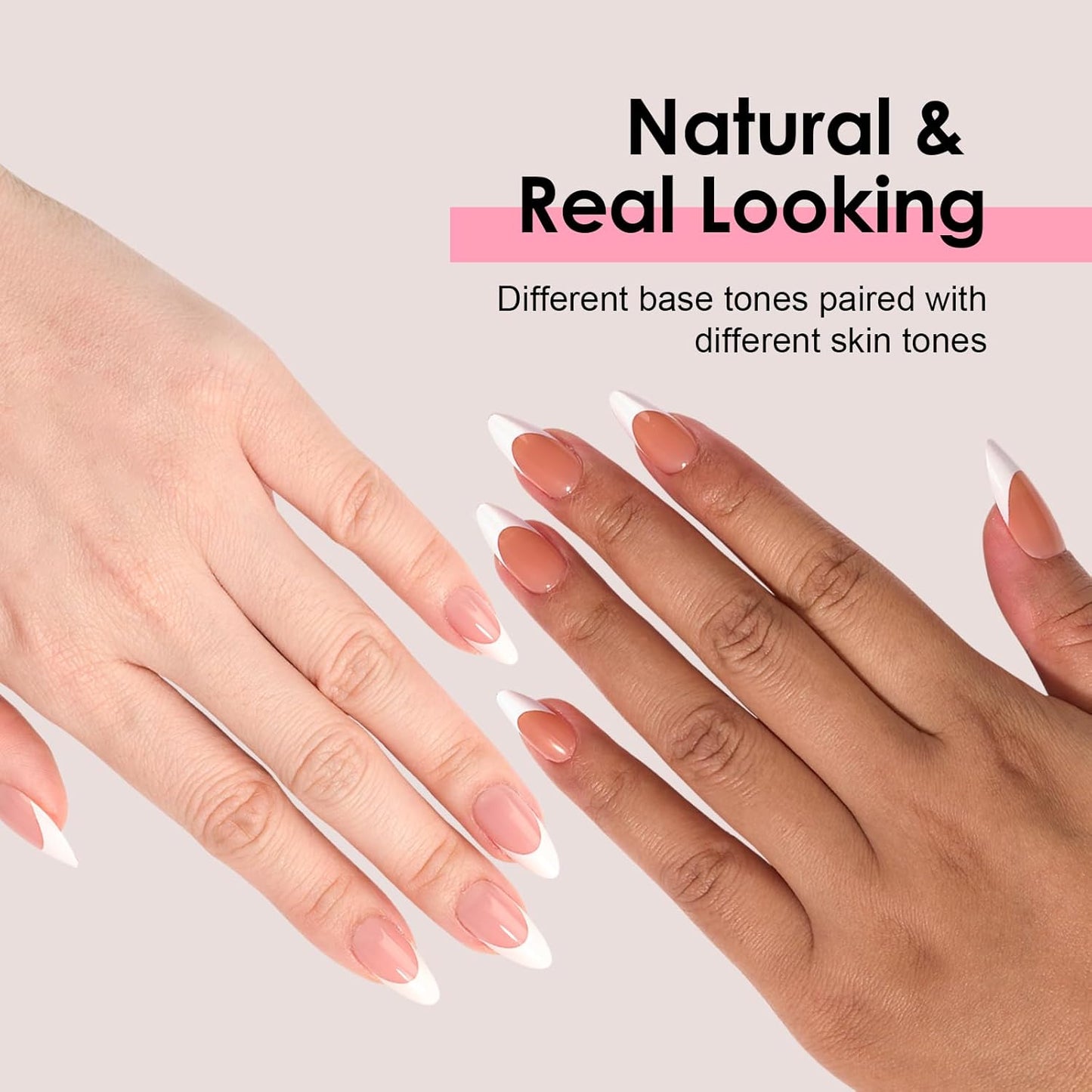 French Tip Press on Nails Gel Nail Tips - 300Pcs Pre-Colored Quick and Easy Press on Nails