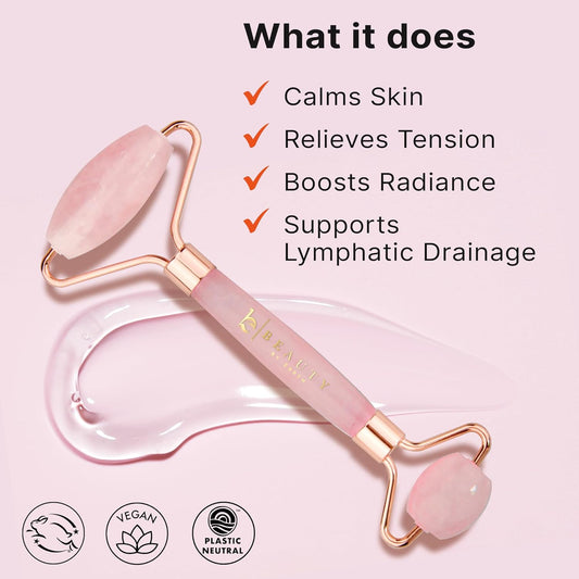 Rose Quartz Face Roller - Skin Care Tools for Fine Lines and Wrinkles