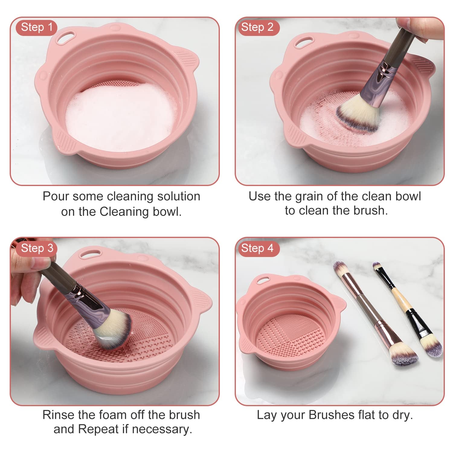 Foldable Silicone Makeup Brush Cleaner Bowl 