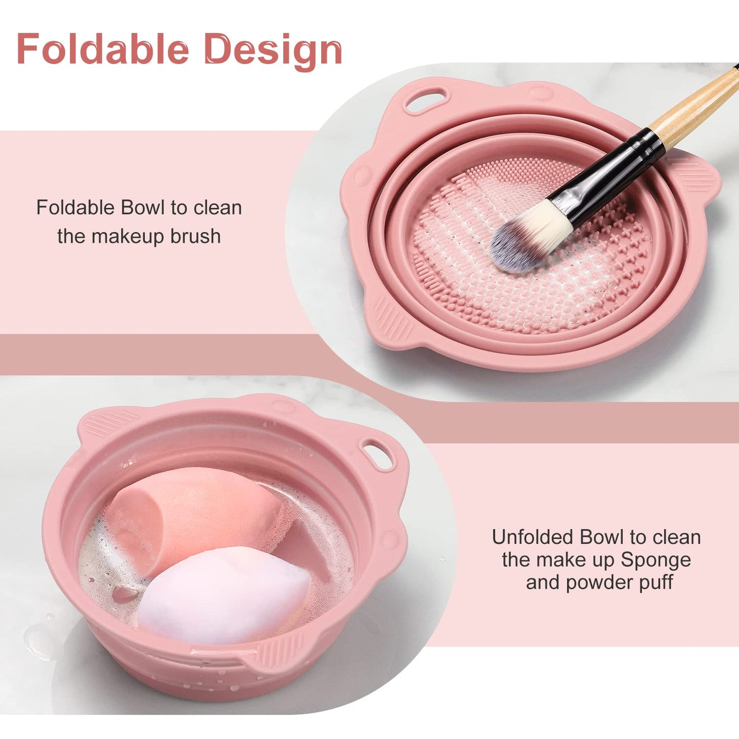 Foldable Silicone Makeup Brush Cleaner Bowl 