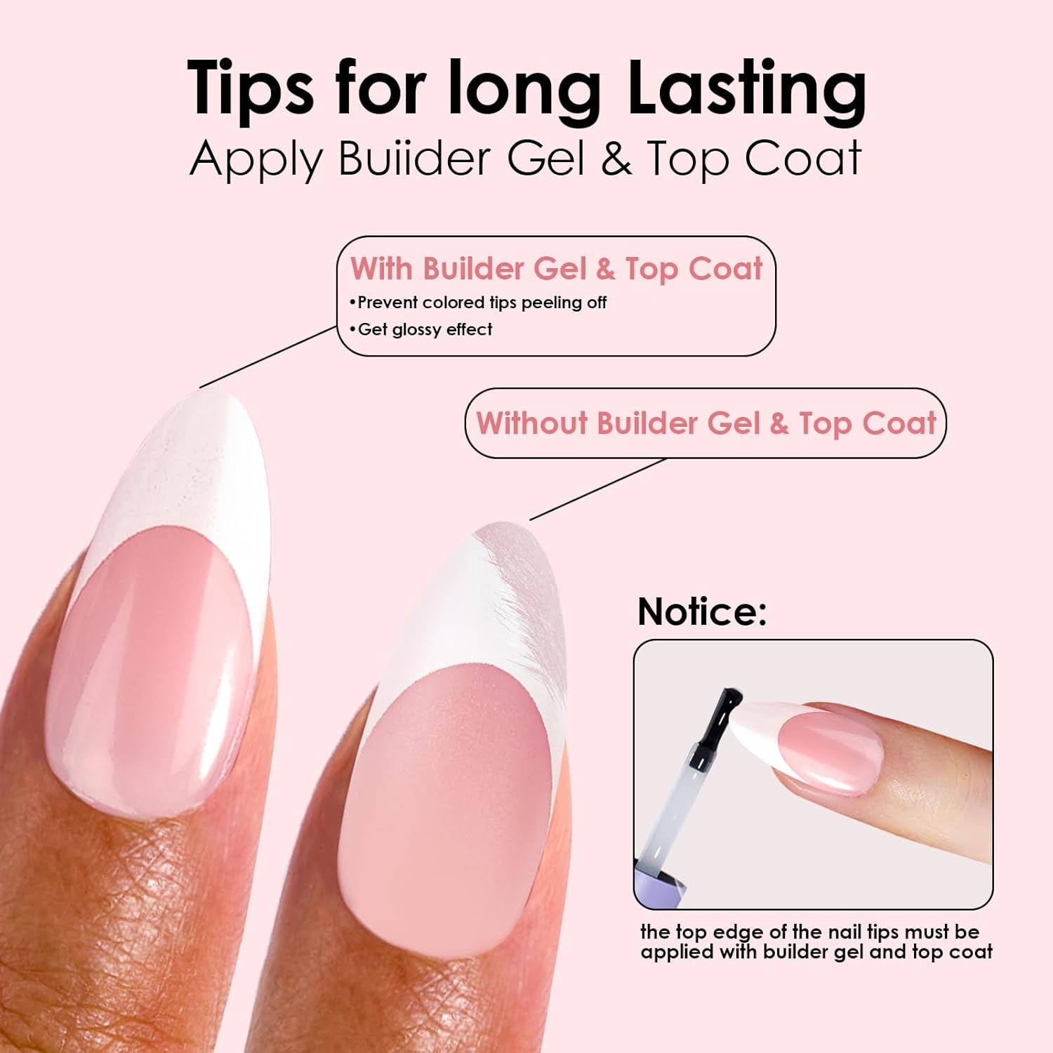 French Tip Press on Nails Gel Nail Tips - 300Pcs Pre-Colored Quick and Easy Press on Nails 